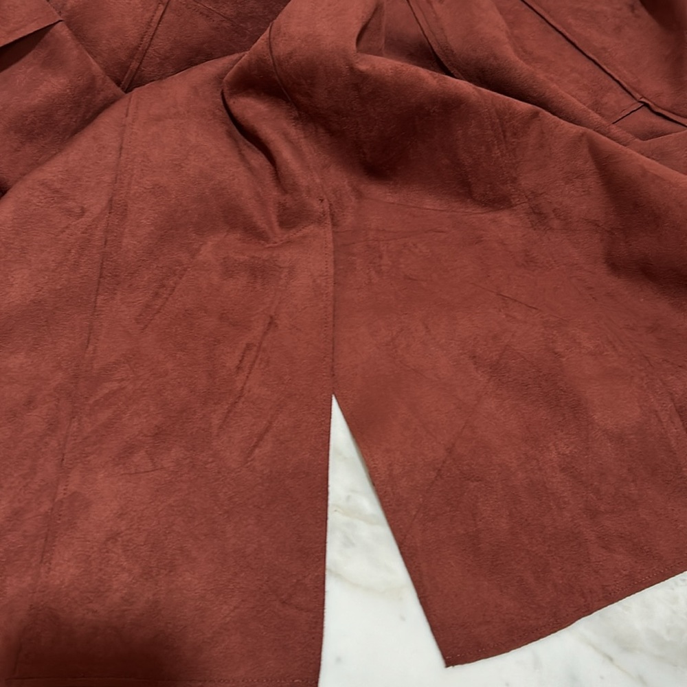 CHICO ELONGATED VEST WOMEN SIZE  8/10 BROWN FAUX SUEDE - Picture 12 of 14